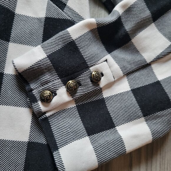 Talbots Womens Black & White Checkered Dress With Button Accents Size X - Picture 4 of 6